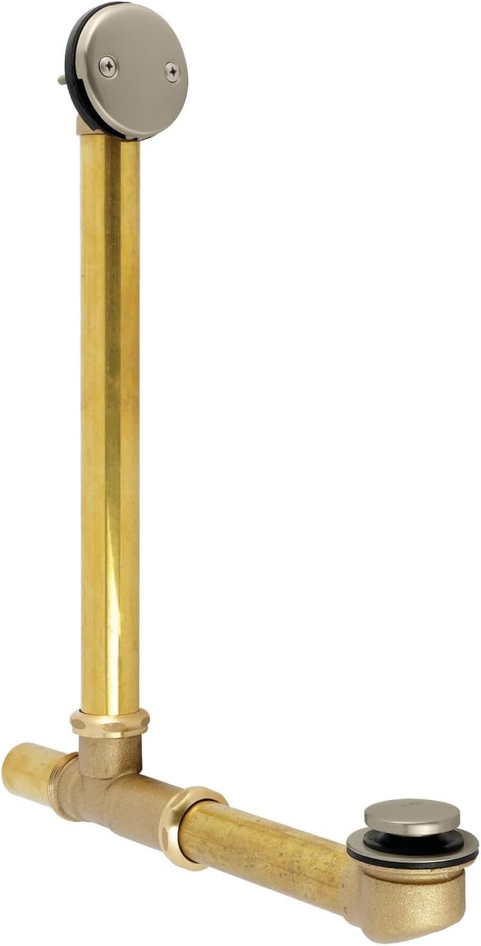 Kingston Brass DTT2168 21" Tip-Toe Tub Waste and Overflow Drain, 20 Gauge, Brushed Nickel