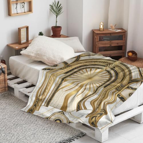 Couverture arche en peluche dorée 127x152 cm pour canapé et lit - 5