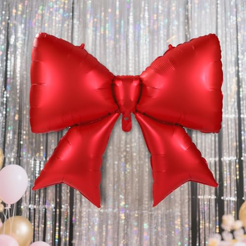 Image of 2pcs Large Bow Balloons, Bow Themed Party Decorations Elegant Coquette Balloons for Coquette Birthday Wedding Engagement Party Decoration (red)