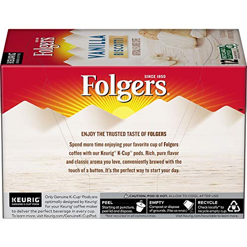 Folgers Vanilla Biscotti Flavored Coffee, 12 K Cups for Keurig Coffee Makers - image 3