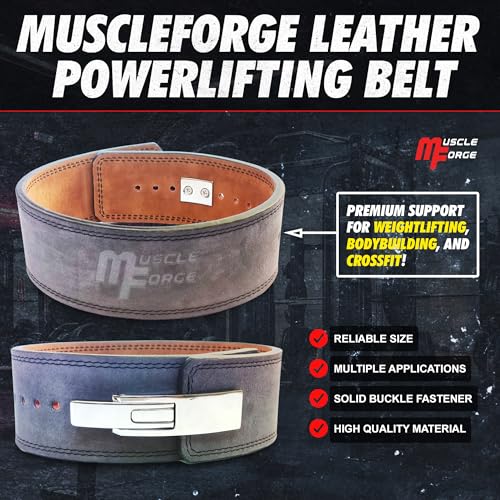 Leder Powerlifting Gürtel mit Stahlschnalle - Gewichthebergürtel für Powerlifting, Weightlifting Belt for Bodybuilding, Krafttraining, Größe S/M/L – Bild 3