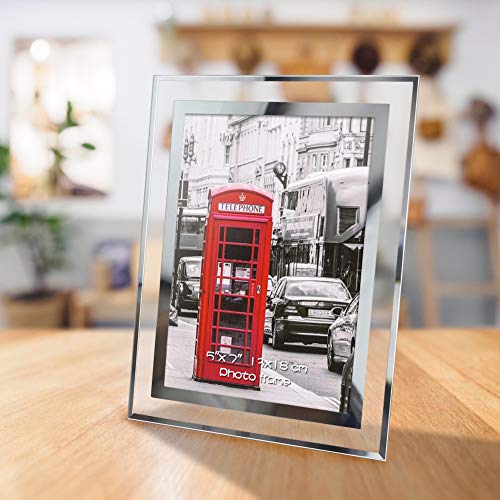 Schliersee 5X7 Glass Picture Frames Set Of 6, Multi Silver Mirror Edge Bulk Photo Frame Gift Desk Table Decor For Office Bedroom #TOP7