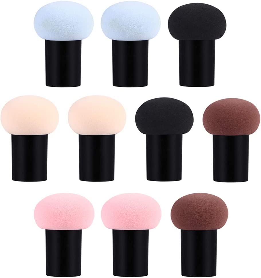Spugna a cuscino per trucco, strumento di bellezza per fondotinta, fondotinta in polvere, spugnette cosmetiche, 10 spugnette per trucco a forma di fungo, applicatore per fondotinta bagnato e asciutto