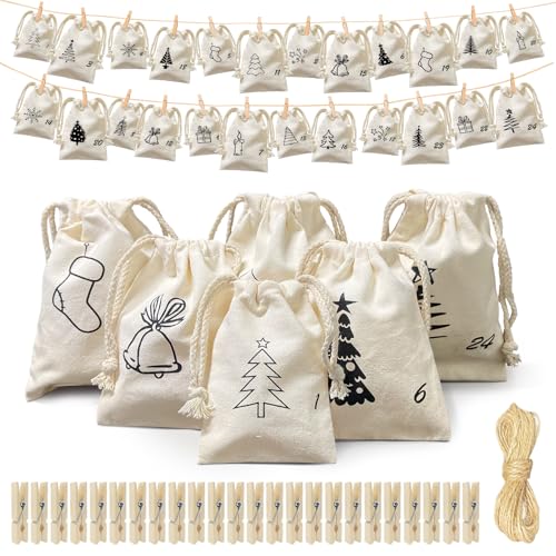 Adventskalender Zum Befüllen Kinder, 24 Adventskalender Säckchen Selber...