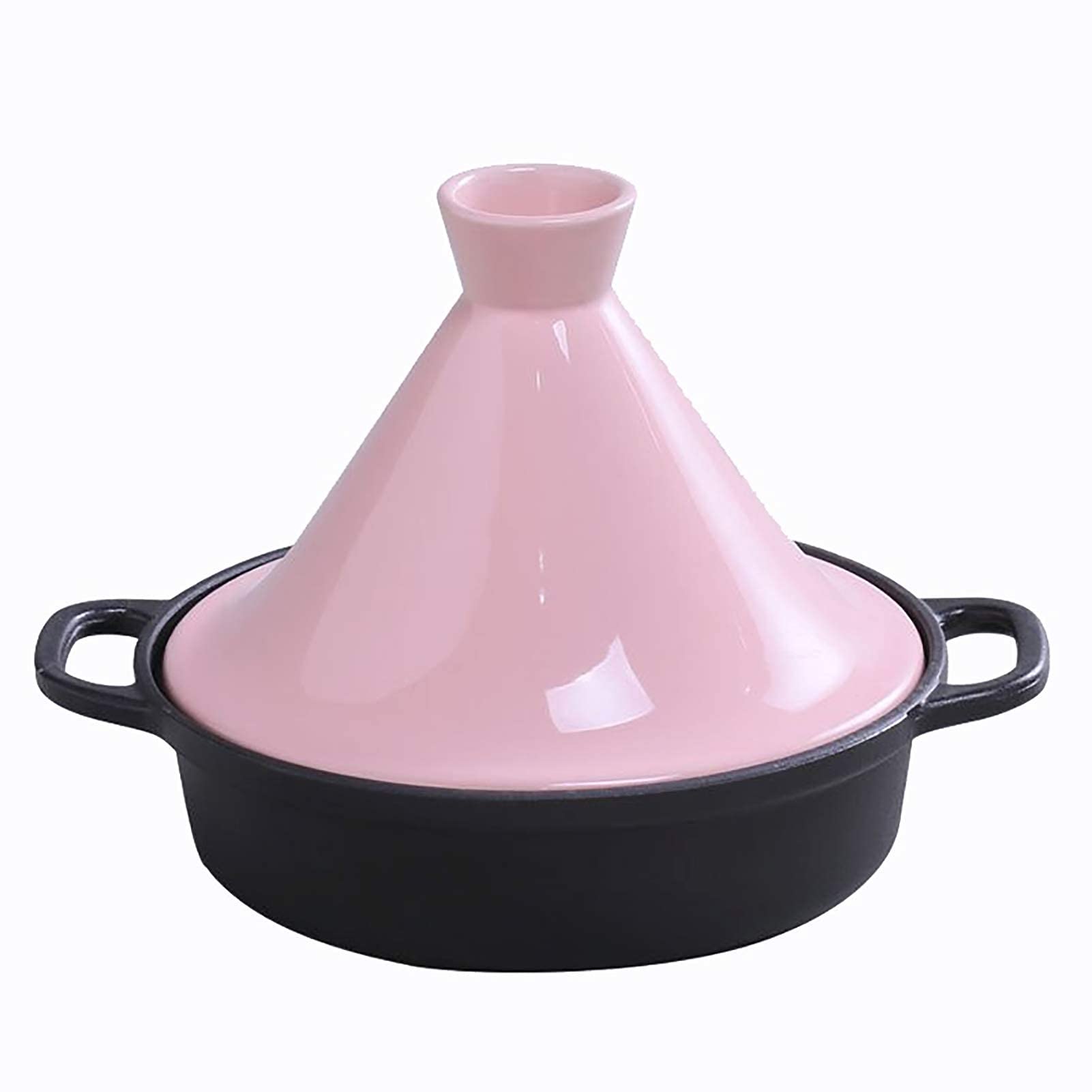 NERDOH Cast Iron Pot Tajine Cooking Pot with Enameled Cast Iron Base and Cone-Shaped Lid Lead Free Stew