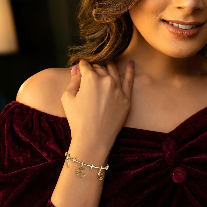 Image of KISNA 14KT BIS Hallmark Pure Yellow Gold & SI Real Diamond Bangle For Women