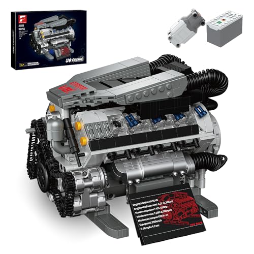 Working V8 Engine Model Building Kit, Block-Compatible, Physical Science Experiment STEM Toy, Collectible Ornament and Creative Gift for Teens Aged 14+ and Adults(931 PCS) T2020