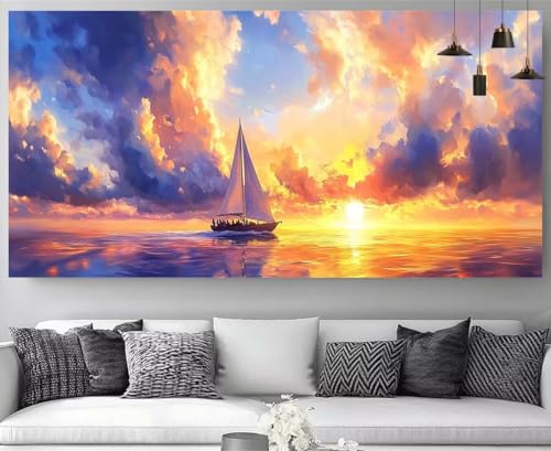 Peinture Diamant Point de Croix Coucher de Soleil | Tableau Strass Relaxant