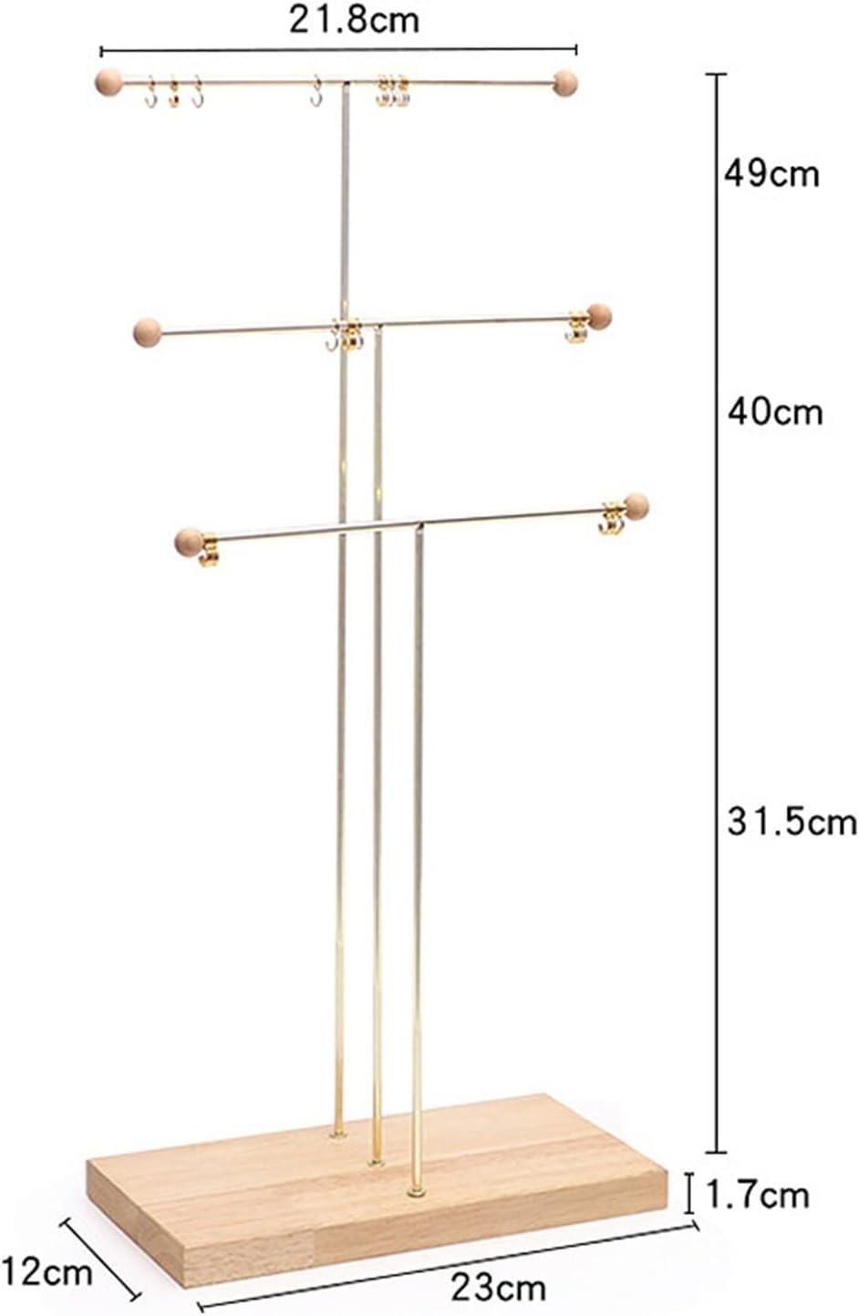 Jewelry Racks Jewelry Tree Stand Organizer 3 Tier Metal and Wood Storage Tray for Necklaces Bracelets Earrings Holder Hanger Jewelry Display Tower Jewelry Rack(A)