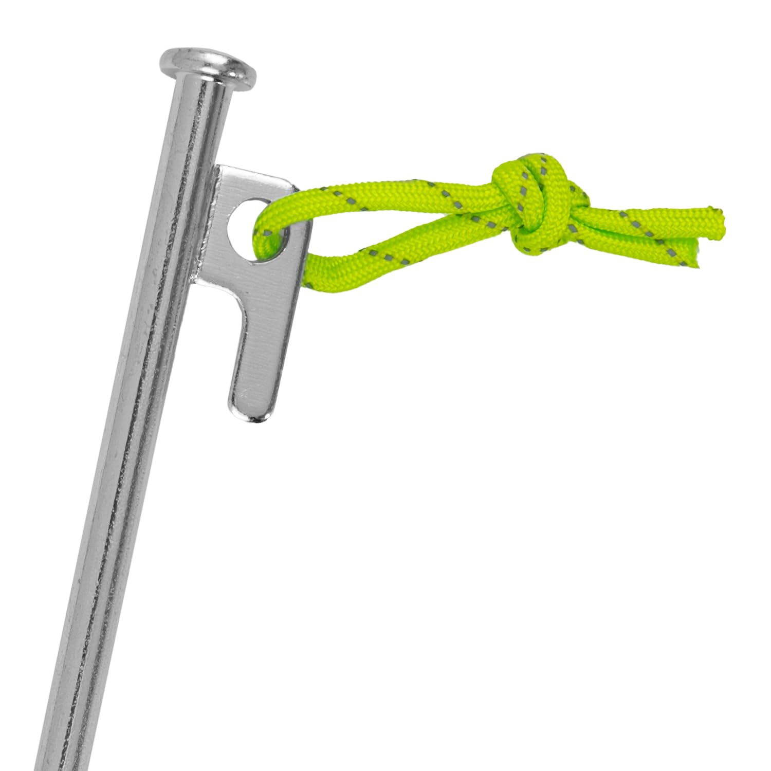Śledź namiotowy 20 szt. 40 cm z hakiem P i fluorescencyjną linką napinającą – stabilny śledź z ocynkowanej stali, 9 mm Ø, do twardego podłoża, na kemping, do namiotów, pawilonów