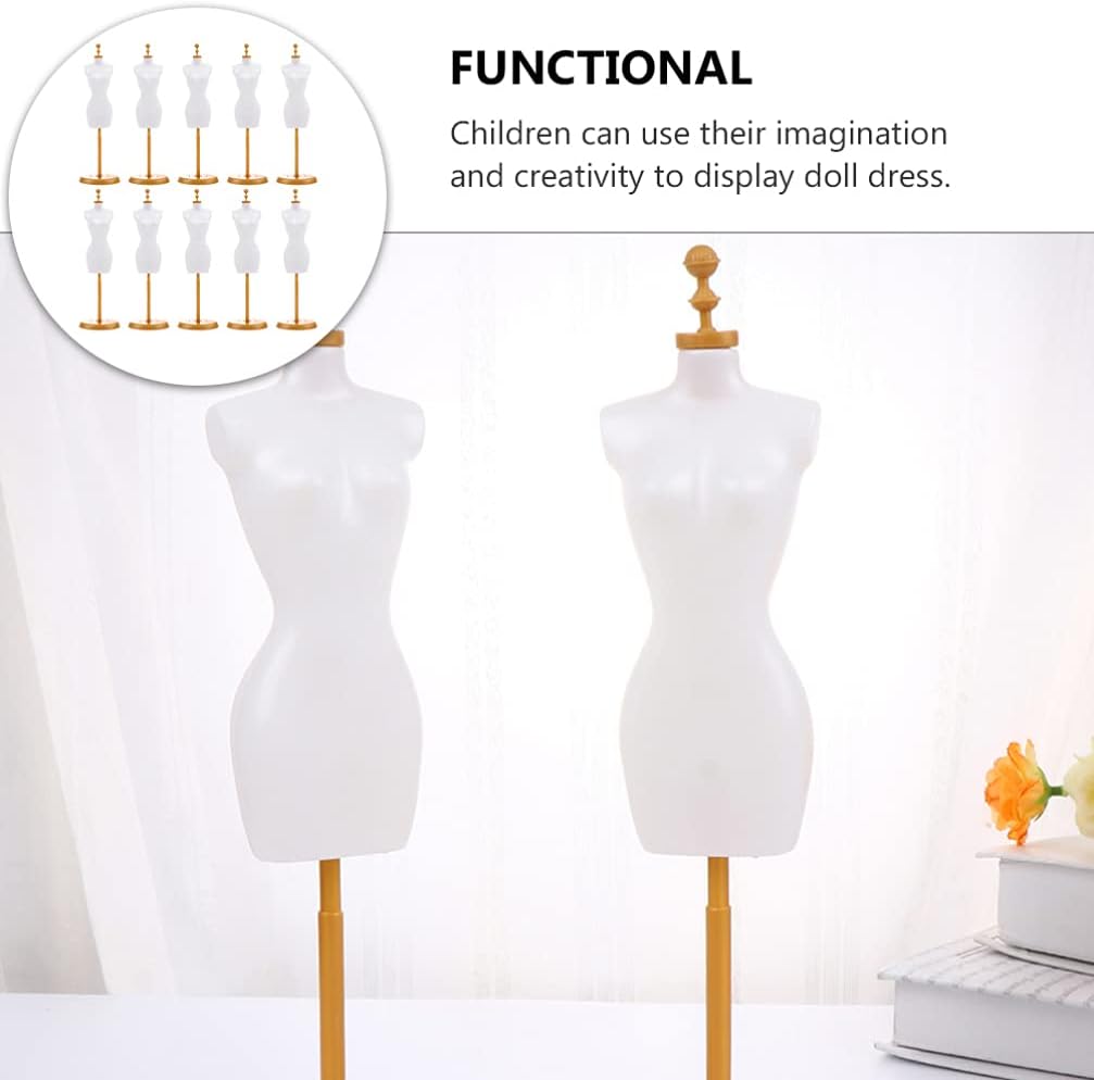 EXCEART 10Pcs Mini Dress Form Mannequin Stands Doll Clothes Display Holders for Sewing Dress Forms Doll Model Stands Demountable Clothing Mannequins