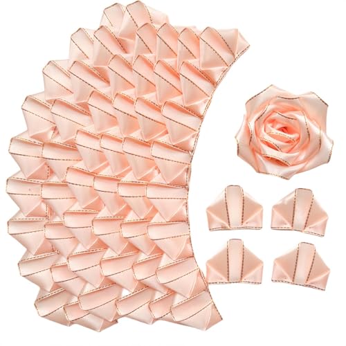 The Smarter Way to Craft: 100 Pcs Gold Edge Silk Ribbon Rose Petals Enjoy an Affordable, Simple & Rewarding DIY Experience for Gifts and Decor. (Shining Light Champagne)