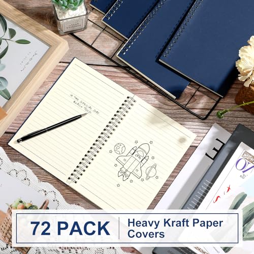 Image of Yahenda 72 Pcs Spiral Notebook Bulk A5 Journal Lined 8.3'' x 5.5'' Writing Composition Paper Small Notepad Subject Notebook for Students Office Business Back to School Supplies (Deep Blue)