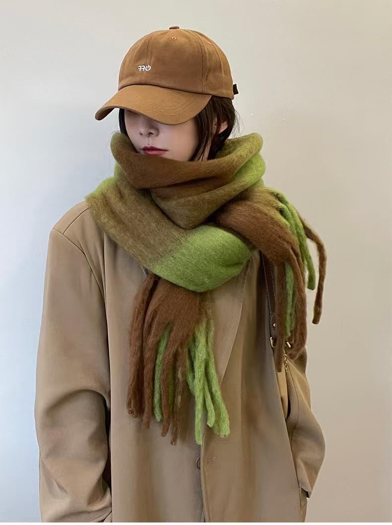 Women Chunky Plaid Scarf Oversized Big Grid Tassel Large Wrap Scarf Soft Fall Winter Thick Warm Shawl Scarves - Image 7