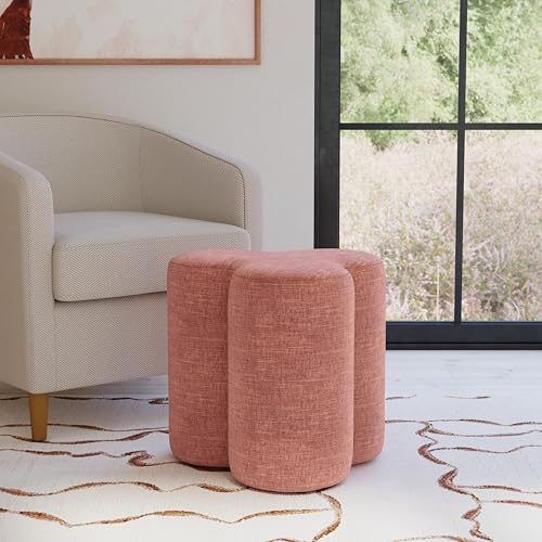 Image of HomePop 18 inch Clover Ottoman - Pink Chenille