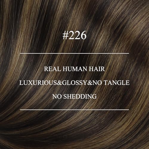 Image of YoungSee Nano Tip Hair Extensions Real Human Hair Balayage Brown 22in Nano Ring Hair Extensions Human Hair Balayage Dark Brown Mix Medium Brown 50g 50 Strands Nano-Beads Extension for Natural Looking