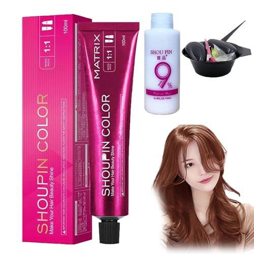 Tinte Nutritivo Para El Cabello Sin Decoloración, Tinte Para El Cabello Beryour - Kit De Crema Colorante Para Cabello Gris Plateado Y Ahumado Shoupin Color (Flax Orange)