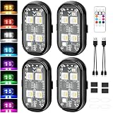 DAJASD 4 Stück Kabellose Led Lichter, 8 Farben Strobe Drone Light mit Fernbedienung, USB-Aufladung Antikollisionslichter, LED Flugzeug Blitzlicht, Fernbedienung Blitzlicht für Drohne, LKW, Motorrad
