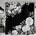 Jipusai Black and White Rose Shower Curtain Sets for Bathroom, White Gray Blossom Floral Bath Curatins, Fabric Machine Washable Modern Art Decor Curtains with Hooks 60X70IN
