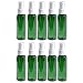Travel Spray Bottles 2oz. Green PET Plastic Sets with White Fine Misting Sprayers For Essential Oils, Aromatherapy, Perfumes, Bug Repellant, Liquids (10)