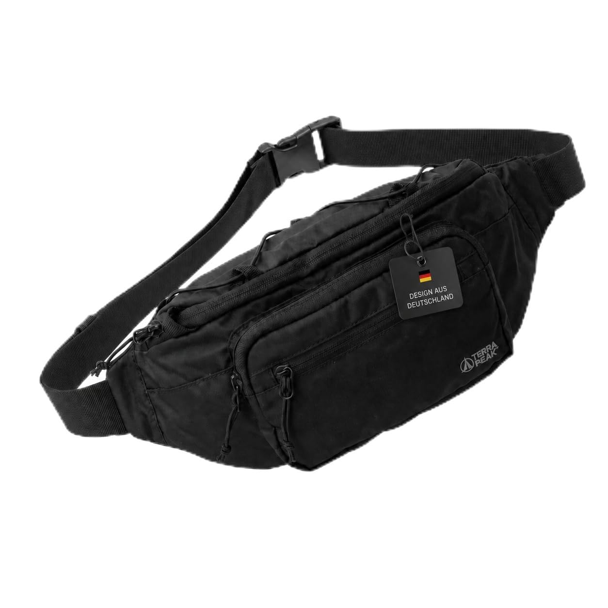 Terra Peak® Marsupio da 1,5 l, con scomparto geo-Tag – Marsupio da donna e uomo nero – Marsupio Hip Bag Fanny Pack Belt Bag Bag – Sport Escursioni Viaggi Festival, Crossbody, Imbottito
