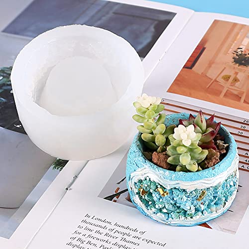 Small Round Spar Shaped Concrete Flower Pot Silicone Mold, Diy Karst Cave Shaped Candle Pen Holder Plaster Epoxy Resin Cement Clay Mould(B) #TOP6