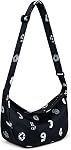 Small Sling Crossbody Bag for Women Men Trendy, Mini Crescent Bag with Adjustable Strap, 2 Zippers Lightweight Nylon Bag