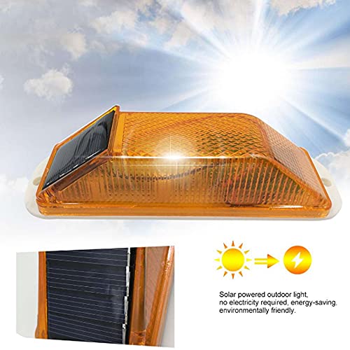 Aolyty Solar Strobe Warning Light Sensitive Led Warning Lamp Super Bright Ip54 Waterproof Light Control Flashing Beacon Barricade Construction Safety Road Signs Flash Traffic Lights (Yellow) #TOP4