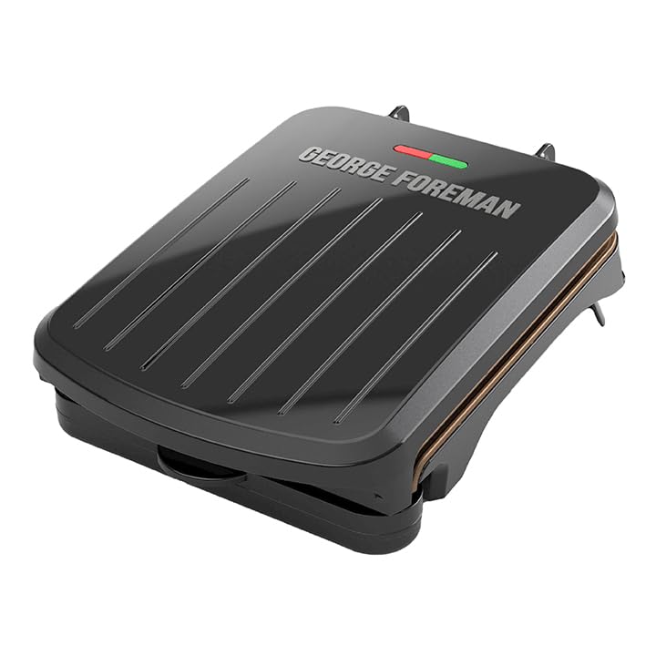 2-Serving Classic Plate Electric Indoor Grill and Panini Press - Black with Bronze Plates