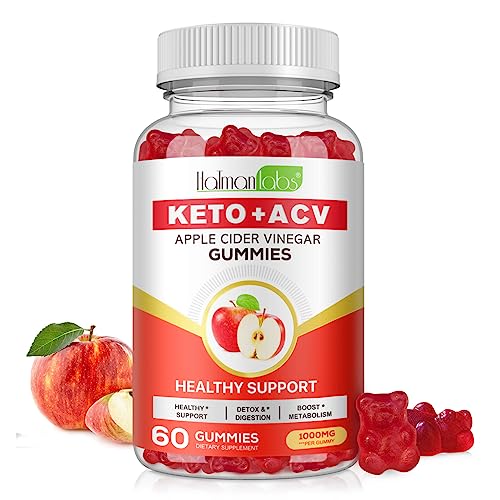 Keto Gummies Apple Cider Vinegar Gummies with Vitamin C B12 B6 B9 & Beetroot - 60 Vegan & Gluten-Free for Effective Detoxification-Delicious ACV Gummy