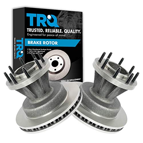 TRQ Front Disc Brake Rotor Pair Set for 1999-2002 Ford F350 Super Duty Truck RWD with 4 Wheel ABS & Dual Rear Wheels DRW Models Only