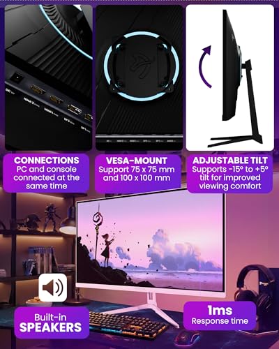 Image of Arozzi Gaming Monitor Nova 27 inch IPS 180Hz - Computer Monitor QHD 1440p - Adaptive Sync, HDR10 & Flicker Free Display - 100% sRGB Color Accuracy - PC & Console Ready - Pink