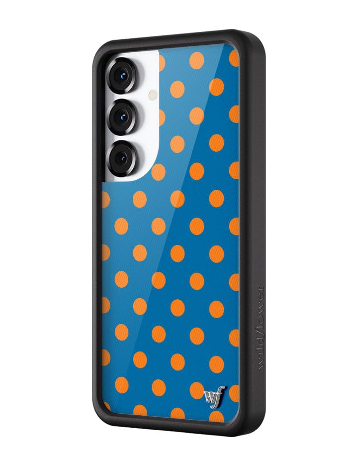 Wildflower Custodie - Compatibile con Samsung Galaxy S25 | Paraurti protettivo nero, certificato Test di caduta da 1,2 m, di proprietà di donne piccole imprese | Trendy Classic punteggiato a pois
