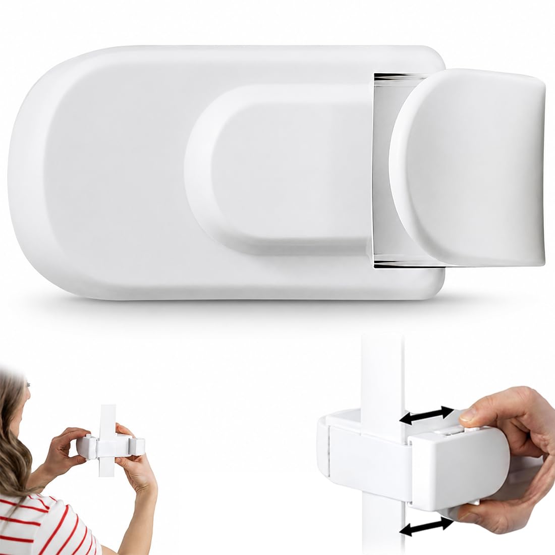 PILZAR Child Safety Door Lock, Snap-on Type, No Glue or Drilling Required, Child Safety Door Lock, Suitable for Indoor Doors and Cabinets, Easy Installation and Removal