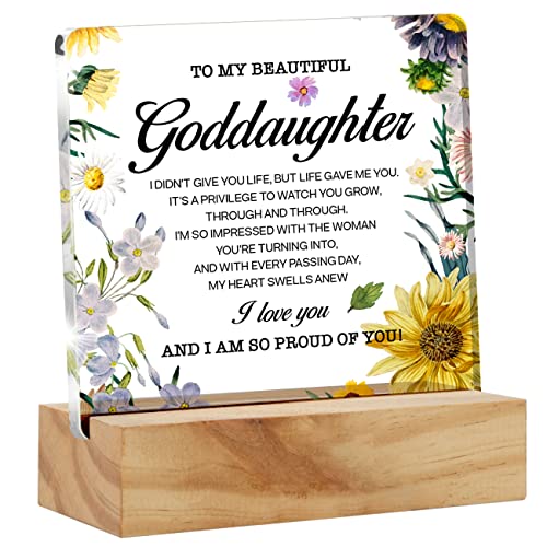Goddaughter 'I Love You' Acrylic Desk Plaque Sign with Wood Stand Home Office Keepsake