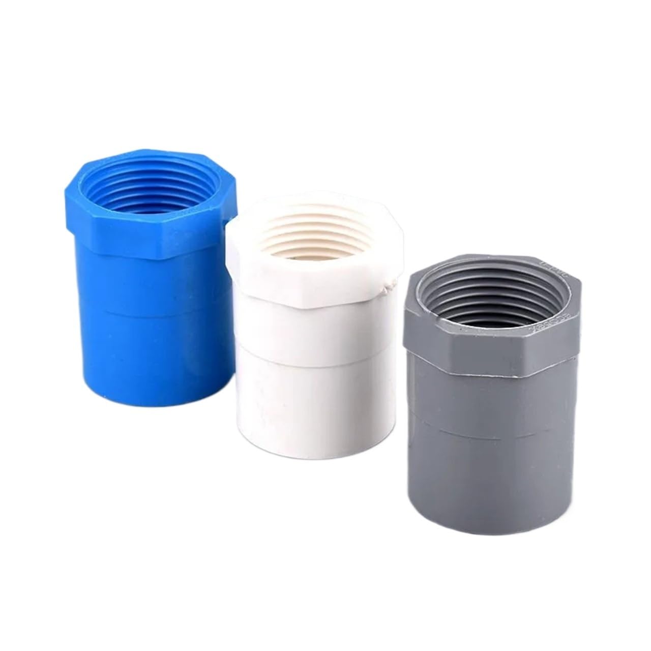 Szare/niebieskie/białe złącze bezpośrednie PCV 1/2 "~2" gwint męski/żeński do 20/25/32/40/50/63/75mm złącze rury wodnej do nawadniania ogrodu(White Female Thread,63mm-2 Inch(5pcs)))