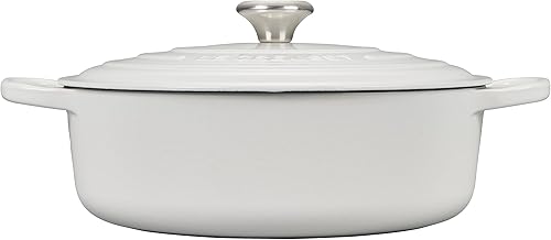 Miniatura 4 de Le Creuset - Olla holandesa ancha, redonda y única de hierro fundido esmaltado, de 7.7 litros, color blanco
