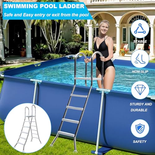Escalera para Piscina Elevada 5 Peldaños Acero Inoxidable miniatura 5
