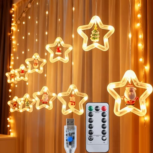 Ninonly Lichterkette Weihnachtsbeleuchtung Fenster 8 Leuchtmodi und...