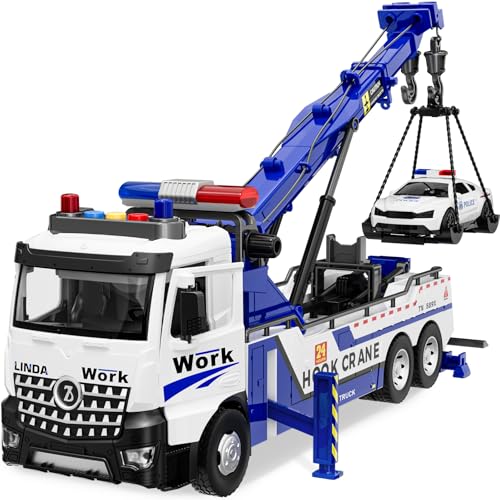 Crane Tow Truck Toy for Car Truck Rescue Police Pickup...