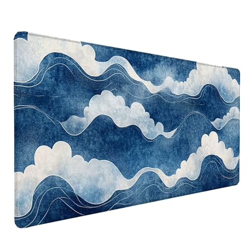 Tapis de souris bleu imperméable 150 x 80 cm bords cousus