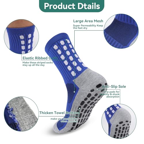 2/4/6 Pairs Men's Soccer Socks Grip Pads Non Slip Football Baseball Soccer Socks for Men Women2