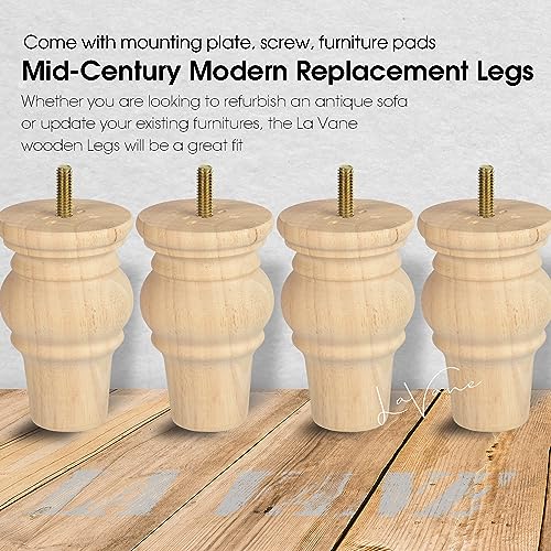 La Vane 4 Inch Unfinished Solid Wood Furniture Legs (10cm) - Image 2