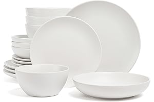 Over & Back Coupe Dinnerware Set: 16-Piece Essential All-Occasion Stoneware Dishware for Everyday Dining