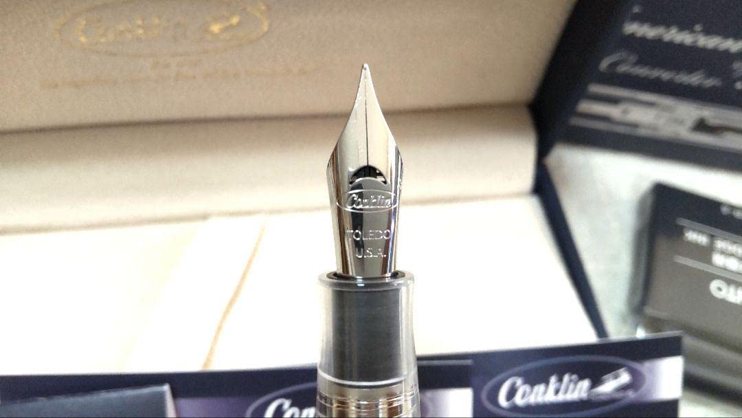Amazon.co.jp: Conklin?万年筆 オールアメリカン ?透明軸×シルバー EF 
