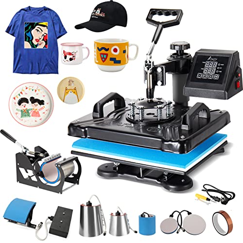 Heat Press Machine, 12x15 Inch 8 in 1 Heat Transfer Machine, 360-degree Swing Away Digital Multifunctional Sublimation Heat Press Transfer Machine for T Shirts Cap Mug Hat Plate HTV Vinyl Projects