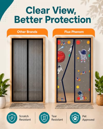 Image of SHOPPOFOBIX Mosquito Net for Doors with Magnet - Strap Magnetic Door Screen, 100 x 210 cm, Full Frame Auto-Closing Insect Curtain with Self-Adhesive Hook Tape for All Door Types