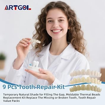 9Pcs Tooth Repair Kit,Temporary Natural Shade for Filling The Gap