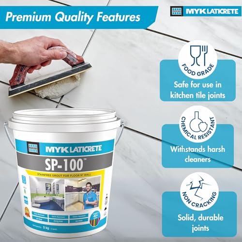 Image of MYK LATICRETE SP-100 Premium Epoxy Grout (51-Buff, 5KG)-Stain & Germ Resistant & Water-Resistant-Food Grade CFTRI Certified Epoxy-Grout-Home, Kitchen & Bathroom-Floor & Wall Tile Joints