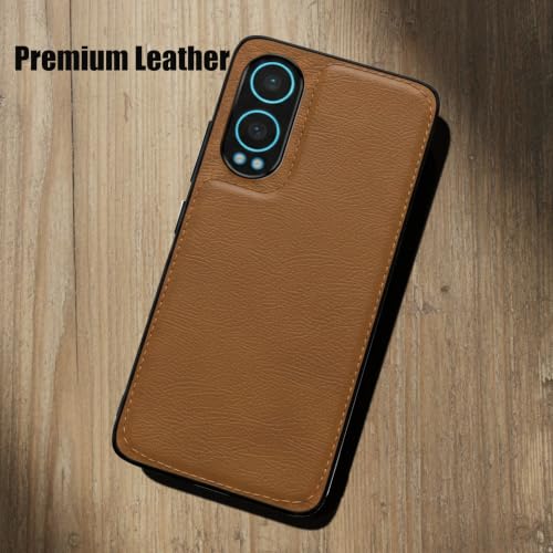 Image of Leather Case for OnePlus Nord CE 4 Premium Protective Stylish Slim Cover with Shockproof Raised Edges Brown